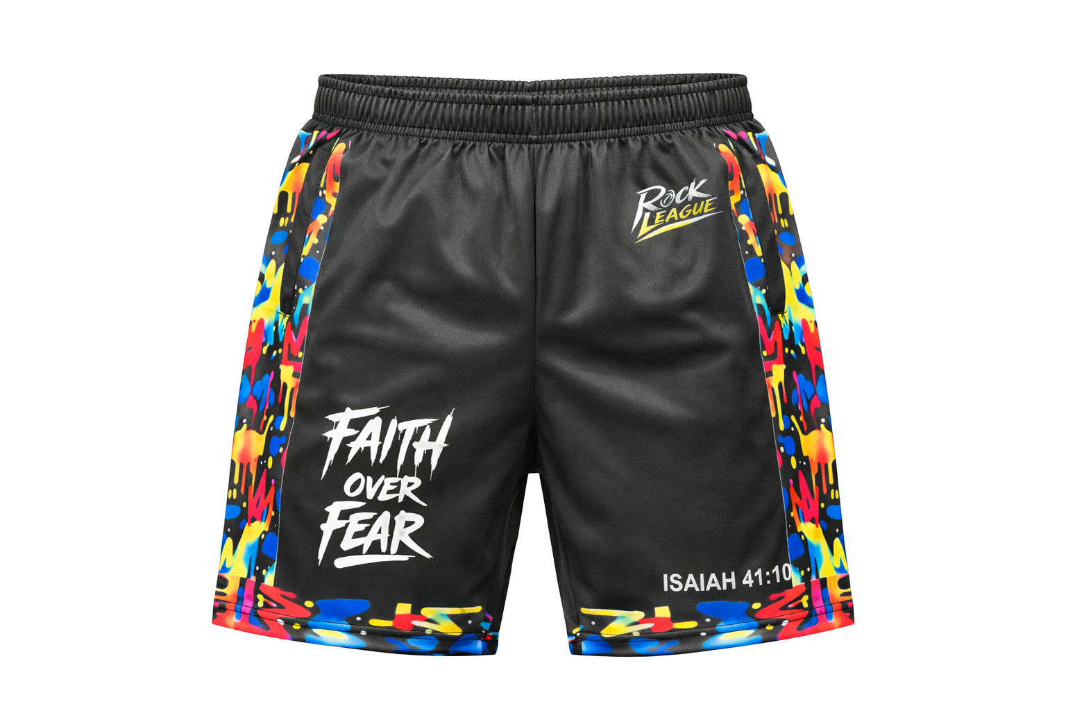 Faith Over Fear basketball shorts by Rock League Athletic Wear