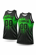 Black Neon Green Drip custom basketball jersey by Rock League Athletic Wear