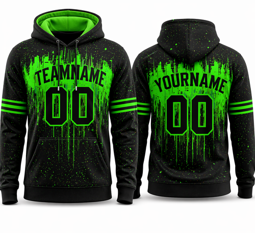 Black Neon Green Drip custom team hoodie by Rock League Athletic Wear