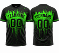 Black Neon Green Drip custom sports T-shirt by Rock League Athletic Wear