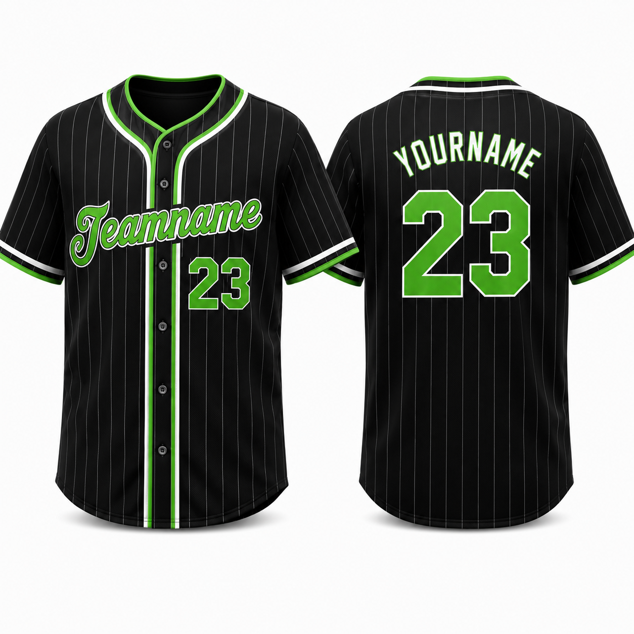 Black Neon Pinstripe custom baseball jersey by Rock League Athletic Wear