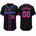 Black Pink Pinstripe custom baseball jersey by Rock League Athletic Wear