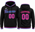 Black Pinstripe Pink and Blue custom team hoodie by Rock League Athletic Wear