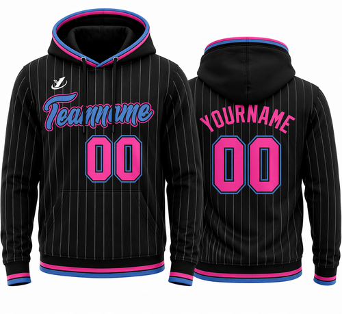 Black Pinstripe Pink and Blue custom team hoodie by Rock League Athletic Wear