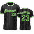 Black Pinstripe Green and White custom sports T-shirt by Rock League Athletic Wear