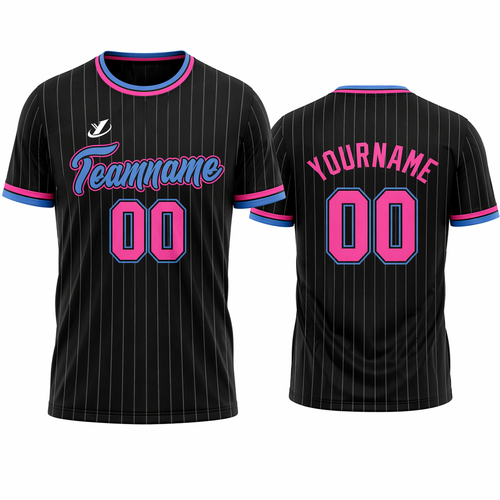 Black Pinstripe Pink and Blue custom sports T-shirt by Rock League Athletic Wear