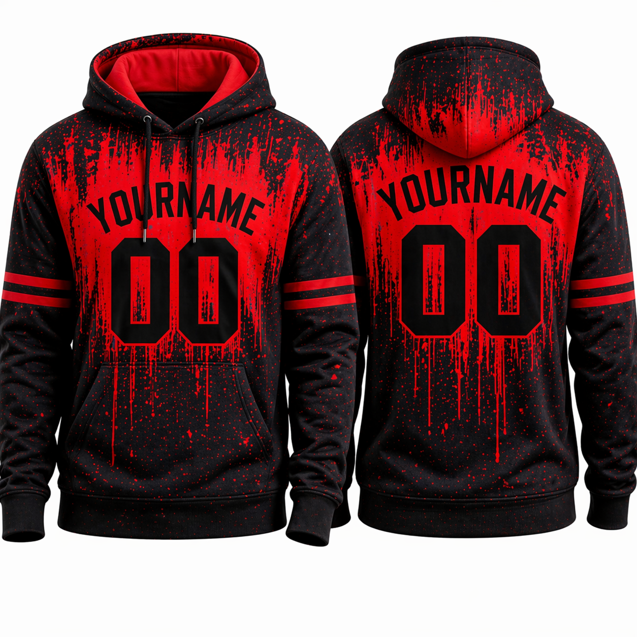 Black Red Drip custom team hoodie by Rock League Athletic Wear