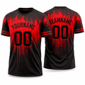 Black Red Drip custom sports T-shirt by Rock League Athletic Wear