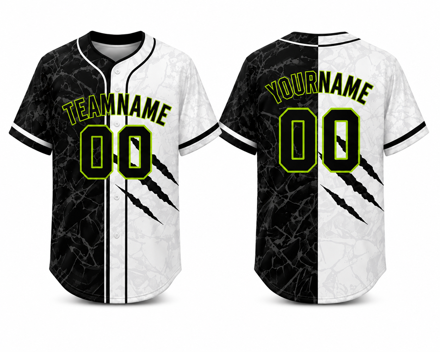 Black White Claw custom baseball jersey by Rock League Athletic Wear