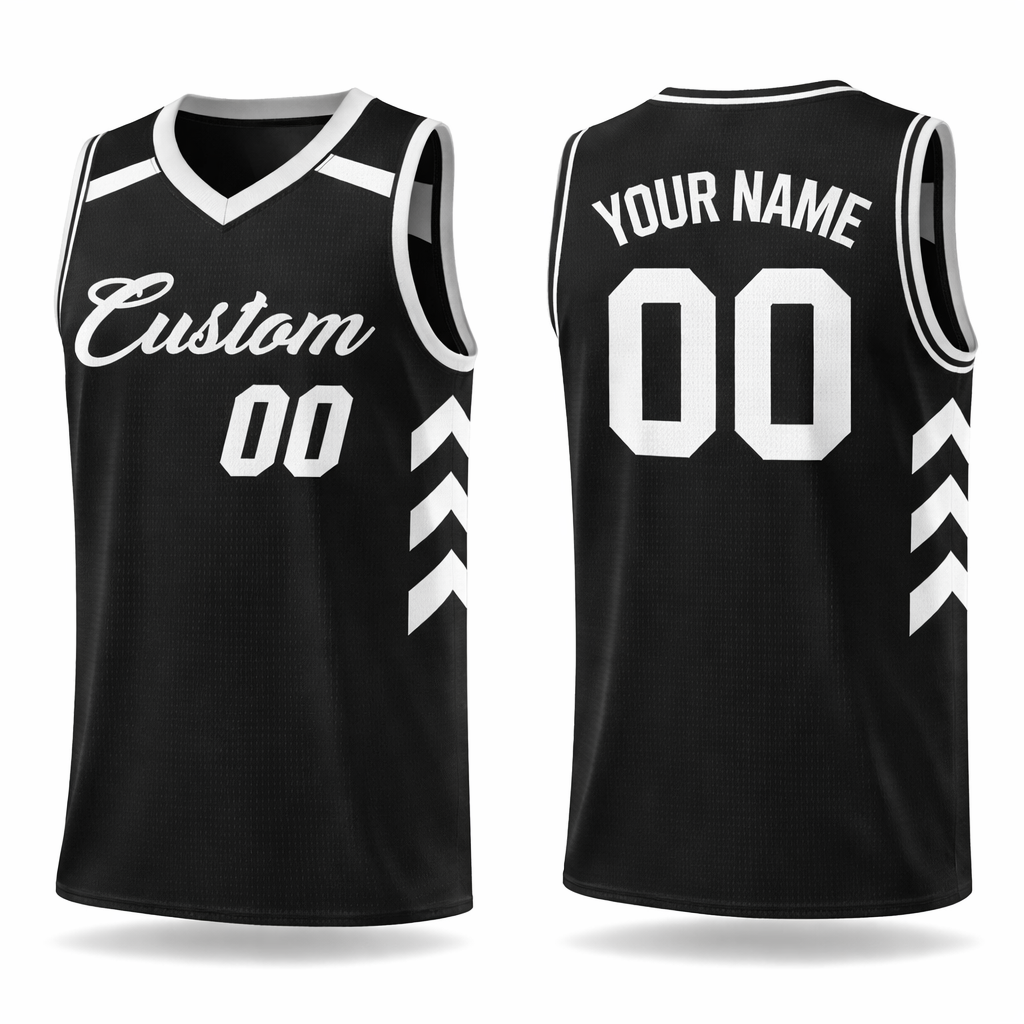 Black and White custom basketball jersey by Rock League Athletic Wear
