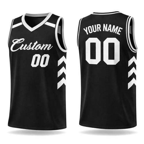 Black and White custom basketball jersey by Rock League Athletic Wear