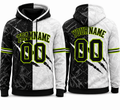 Black and White Split custom team hoodie with neon green design by Rock League Athletic Wear
