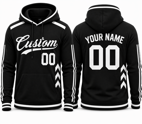 Black and White Sports custom hoodie by Rock League Athletic Wear