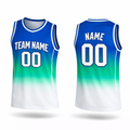 Blue Gradient Green Fade custom basketball jersey by Rock League Athletic Wear