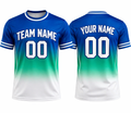 Blue Gradient Green Fade custom sports T-shirt by Rock League Athletic Wear