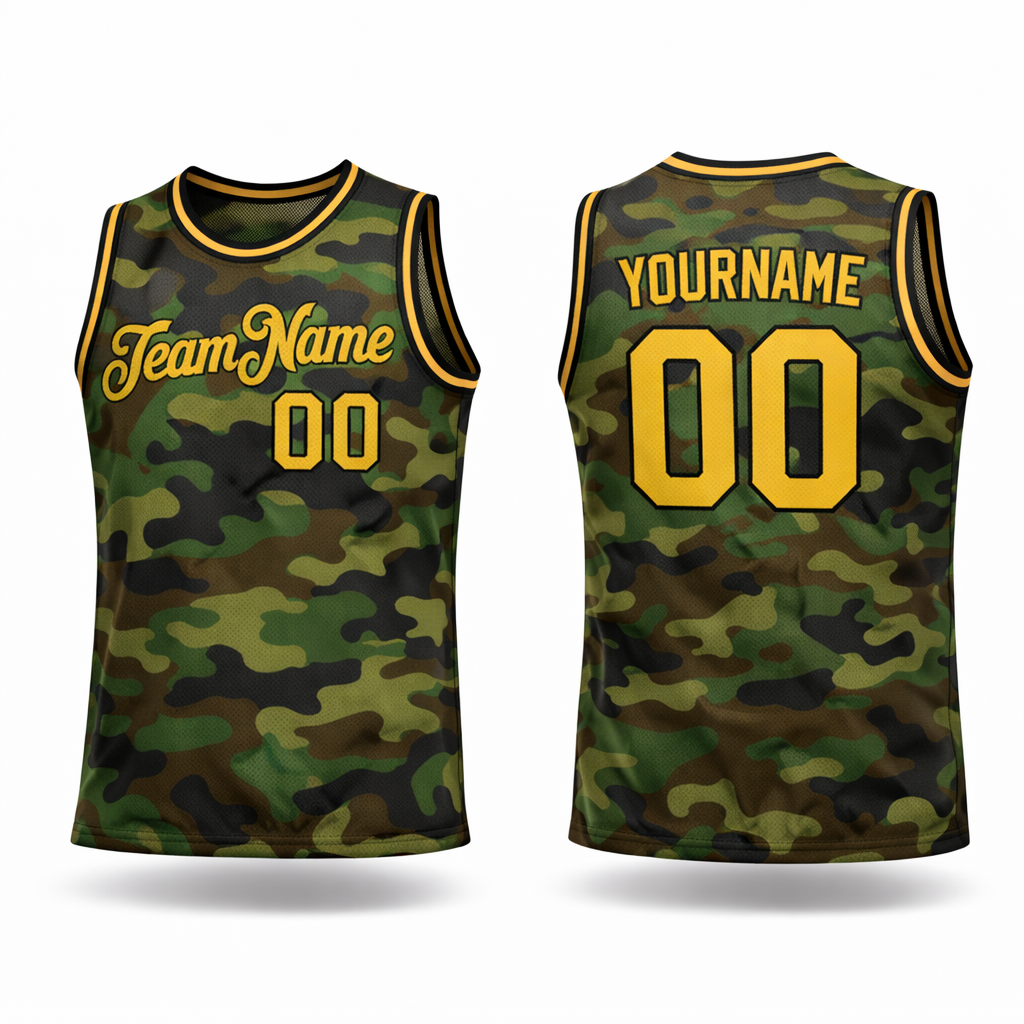 Camo custom basketball jersey by Rock League Athletic Wear