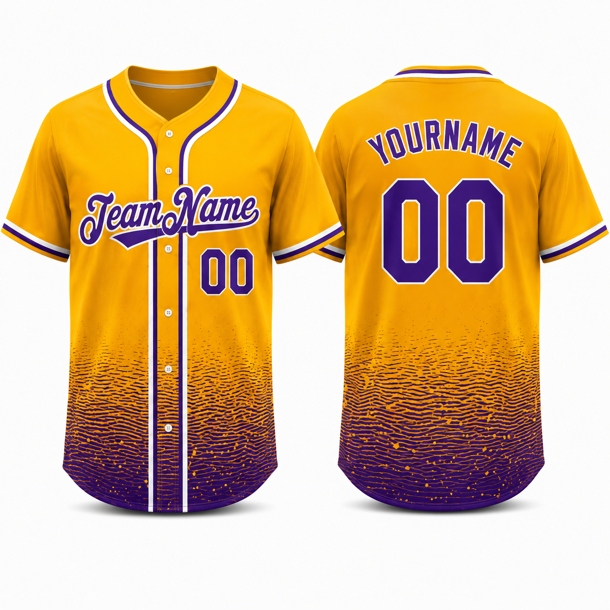Gold Purple Gradient custom baseball jersey by Rock League Athletic Wear