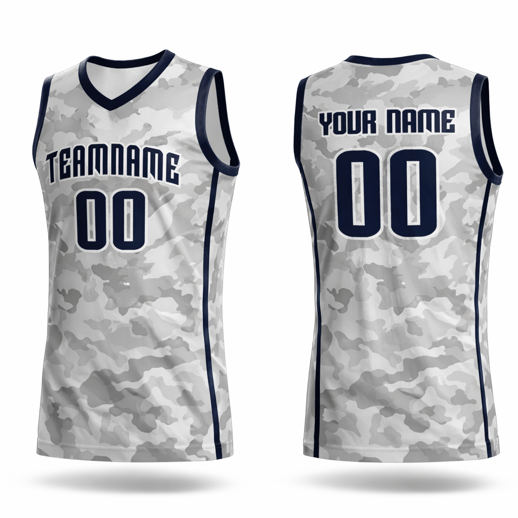Gray Camo custom basketball jersey by Rock League Athletic Wear