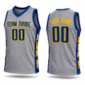 Grey and Blue custom basketball jersey with yellow accent by Rock League Athletic Wear