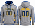 Grey and Blue custom sports hoodie with yellow accent by Rock League Athletic Wear
