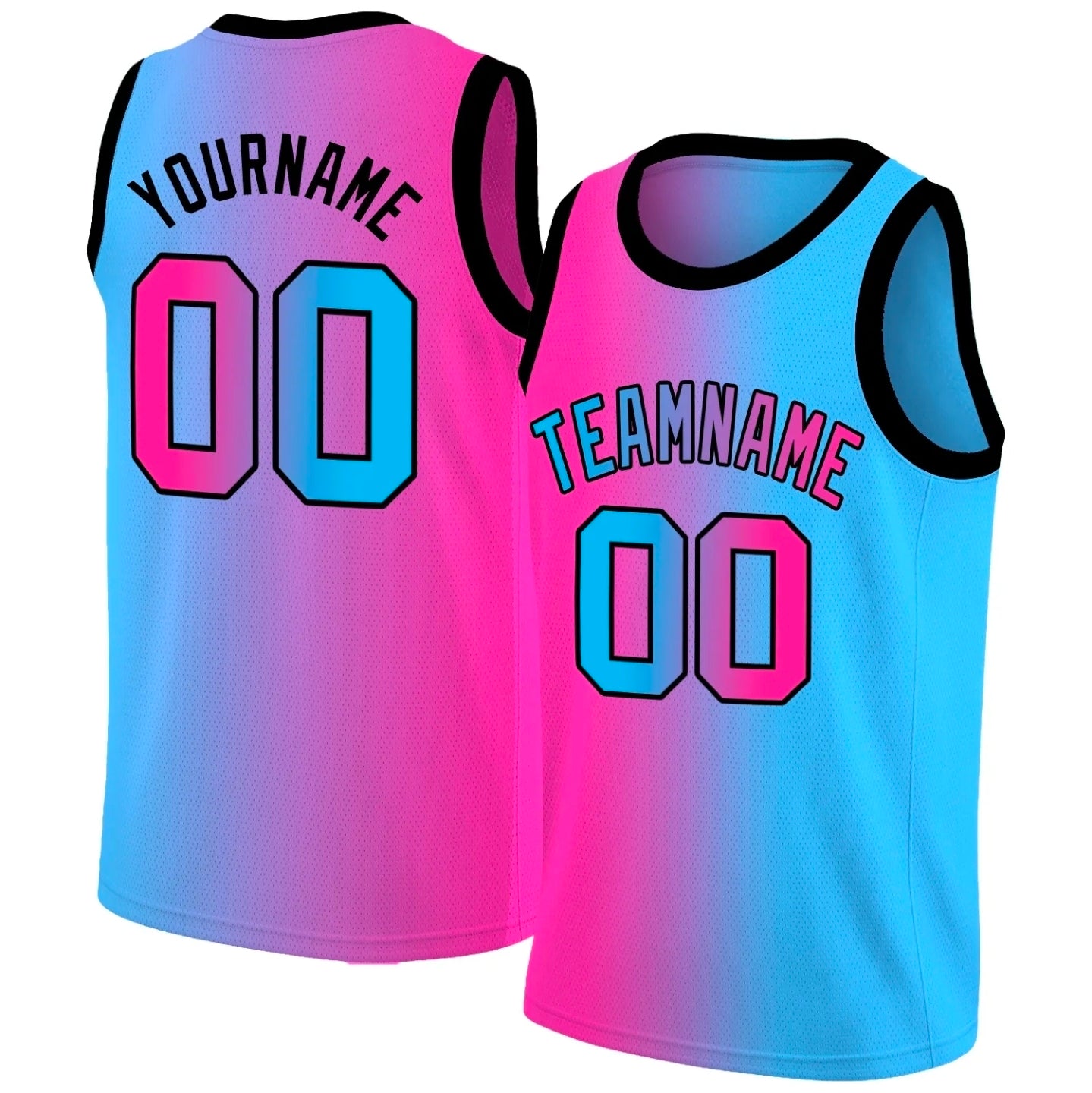 Neon Gradient Pink and Blue basketball jersey by Rock League Athletic Wear