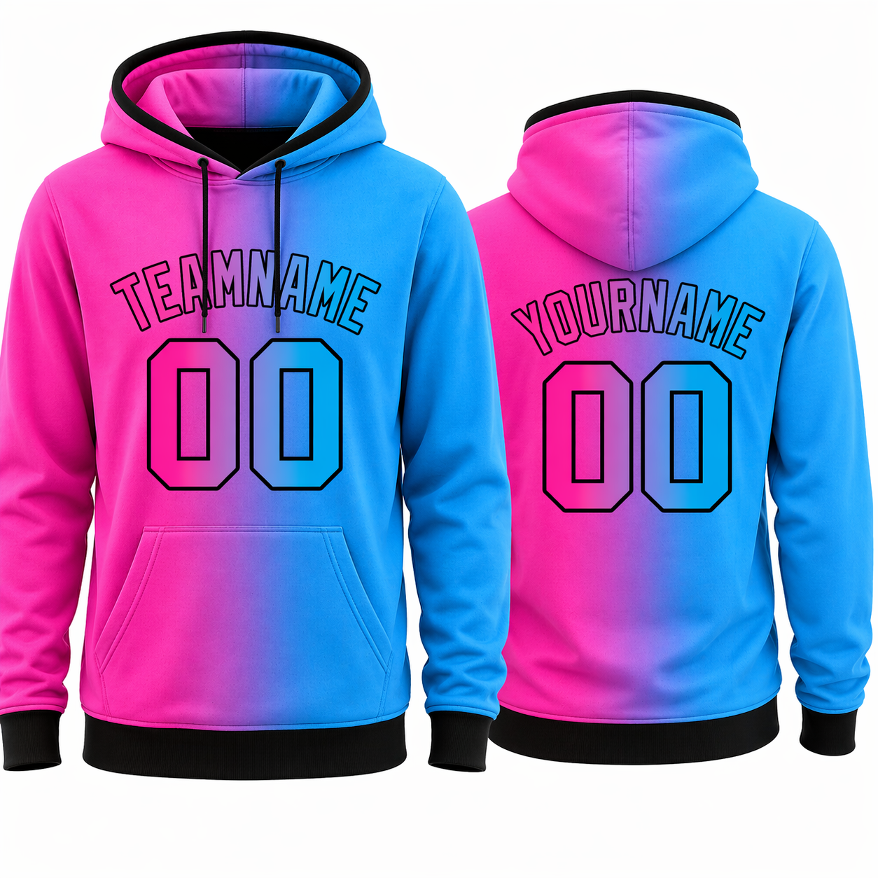 Neon Gradient Pink and Blue hoodie by Rock League Athletic Wear