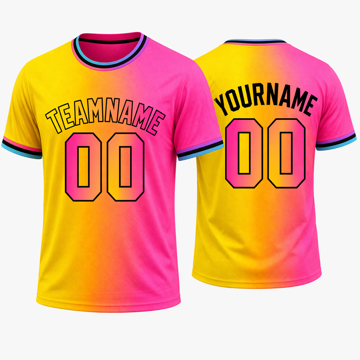 Neon Gradient Pink Yellow T-shirt by Rock League Athletic Wear
