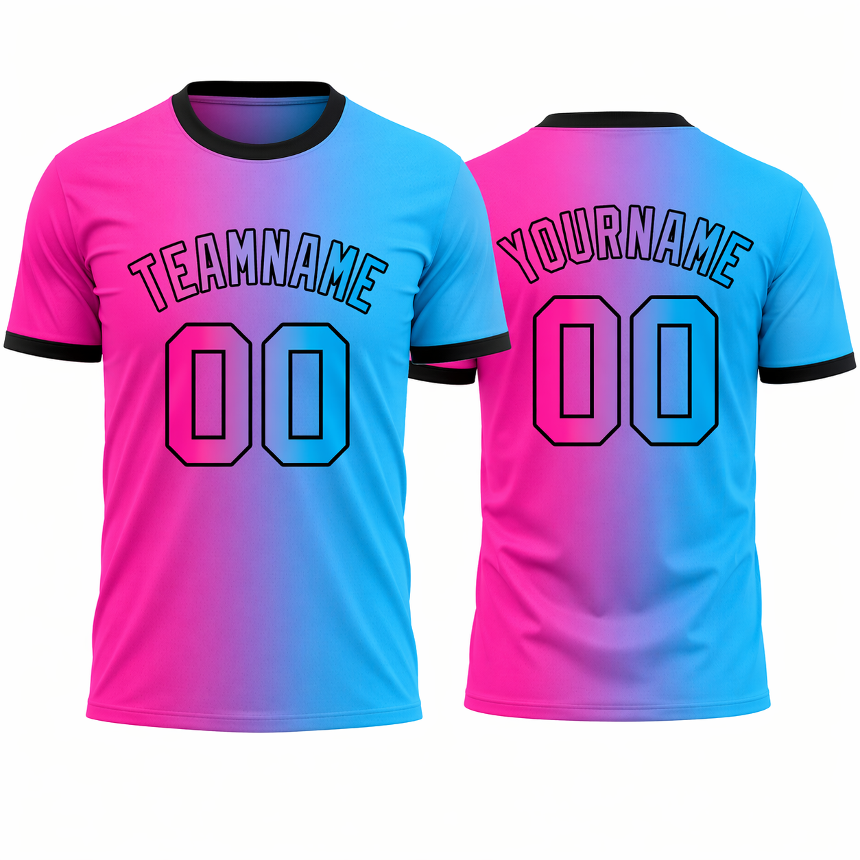 Neon Gradient Pink and Blue T-shirt by Rock League Athletic Wear