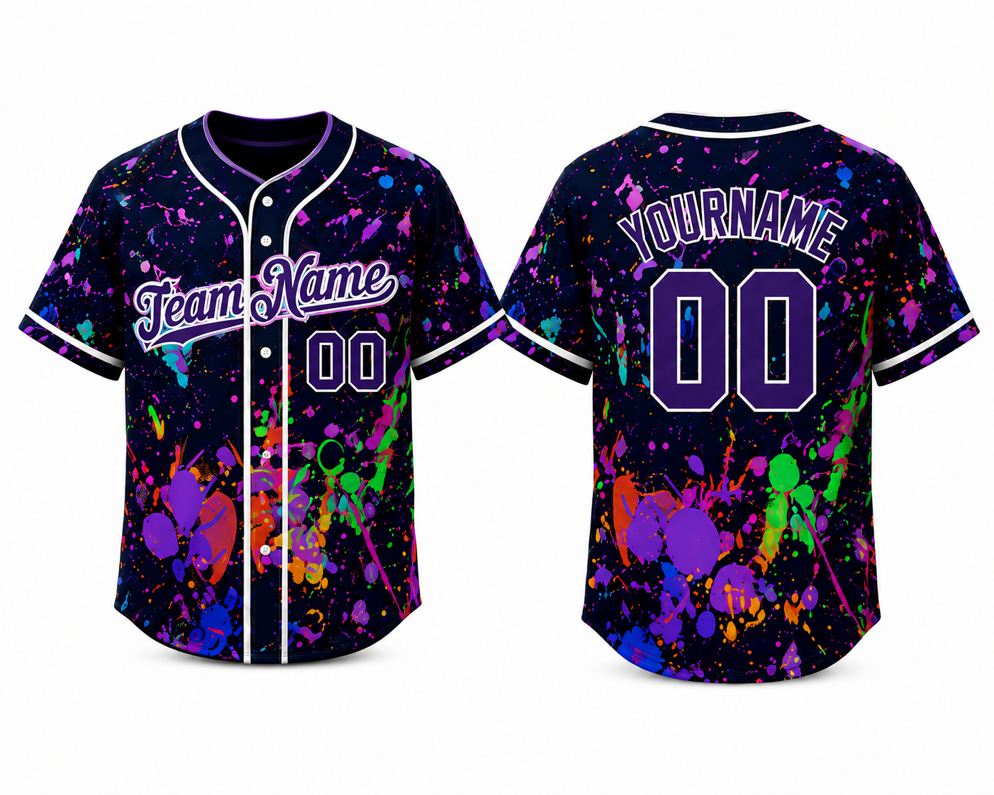 Neon Paint Splash baseball jersey by Rock League Athletic Wear