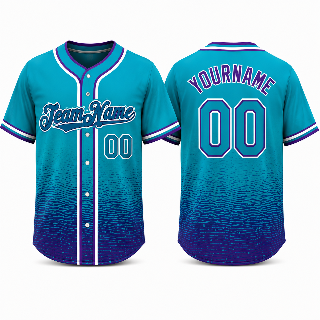 Ocean Wave Gradient baseball jersey by Rock League Athletic Wear