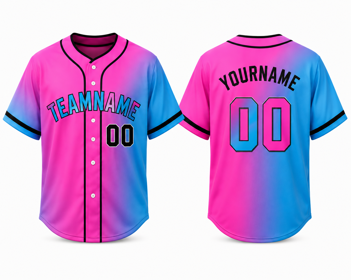 Pink Blue Gradient baseball jersey by Rock League Athletic Wear