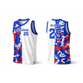 Red Blue Split Camo basketball jersey by Rock League Athletic Wear