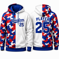 Red Blue Split Camo hoodie by Rock League Athletic Wear