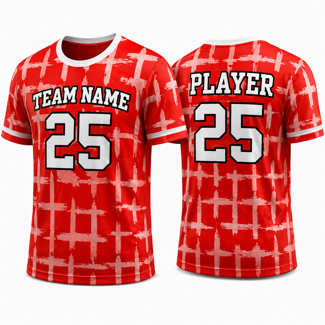 Red Cross Pattern T-shirt by Rock League Athletic Wear