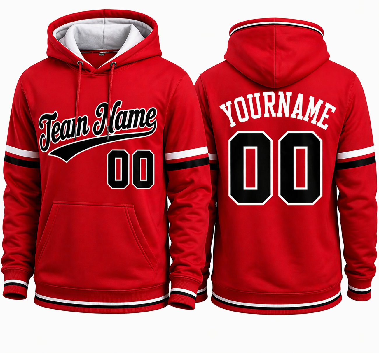 Red athletic hoodie by Rock League Athletic Wear