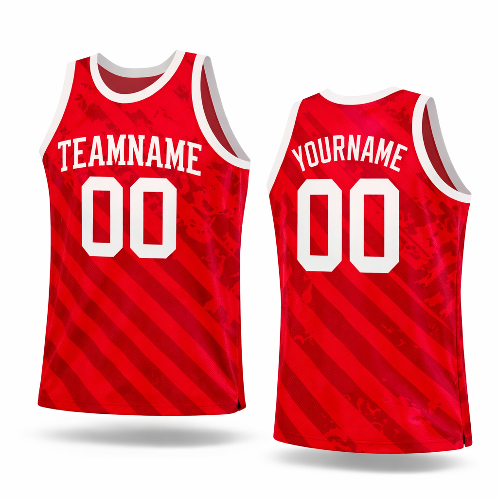 Red Striped basketball jersey by Rock League Athletic Wear