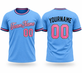 Sky Blue sports T-shirt with pink accent by Rock League Athletic Wear
