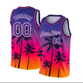 Sunset Palm Tree basketball jersey in purple pink orange by Rock League Athletic Wear