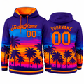 Sunset Palm Tree hoodie in neon blue and orange by Rock League Athletic Wear