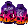Sunset Palm Tree hoodie in purple pink orange by Rock League Athletic Wear
