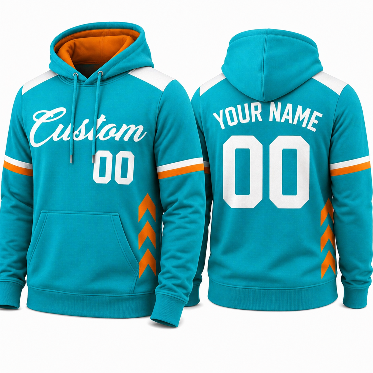 Teal Orange hoodie by Rock League Athletic Wear