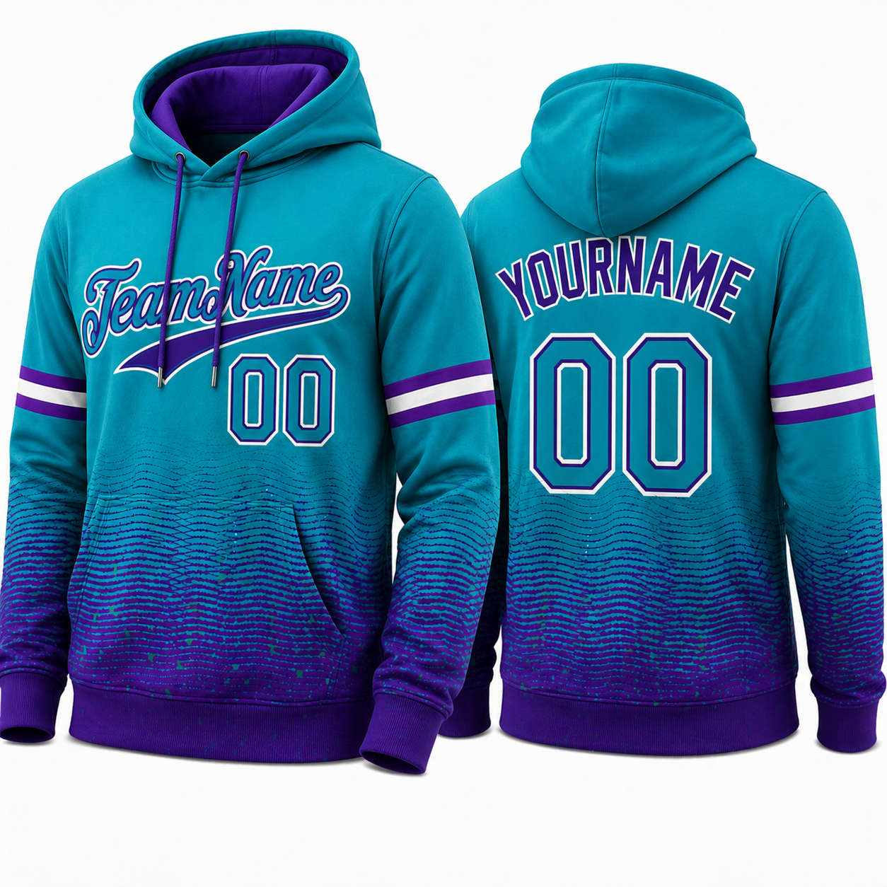Teal Purple Gradient hoodie by Rock League Athletic Wear