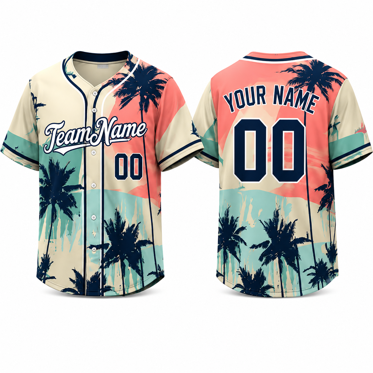 Tropical Palm Beach baseball jersey by Rock League Athletic Wear