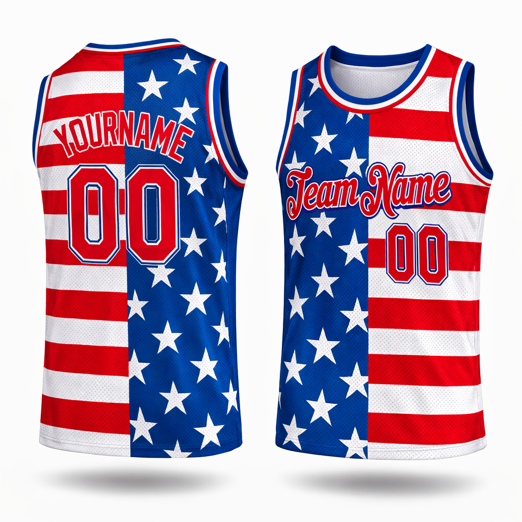 USA Flag basketball jersey by Rock League Athletic Wear