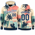 Vintage Palm Tree hoodie in cream teal sunset by Rock League Athletic Wear
