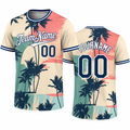 Vintage Palm Tree T-shirt in cream teal sunset by Rock League Athletic Wear
