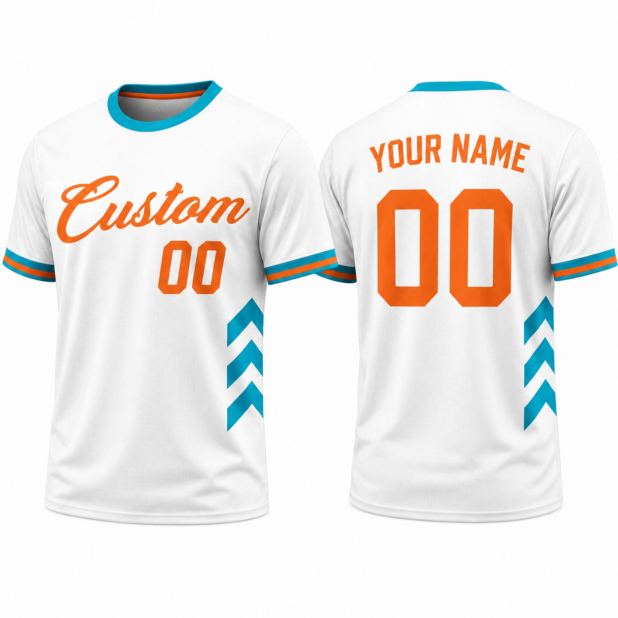 White Teal Orange T-shirt by Rock League Athletic Wear