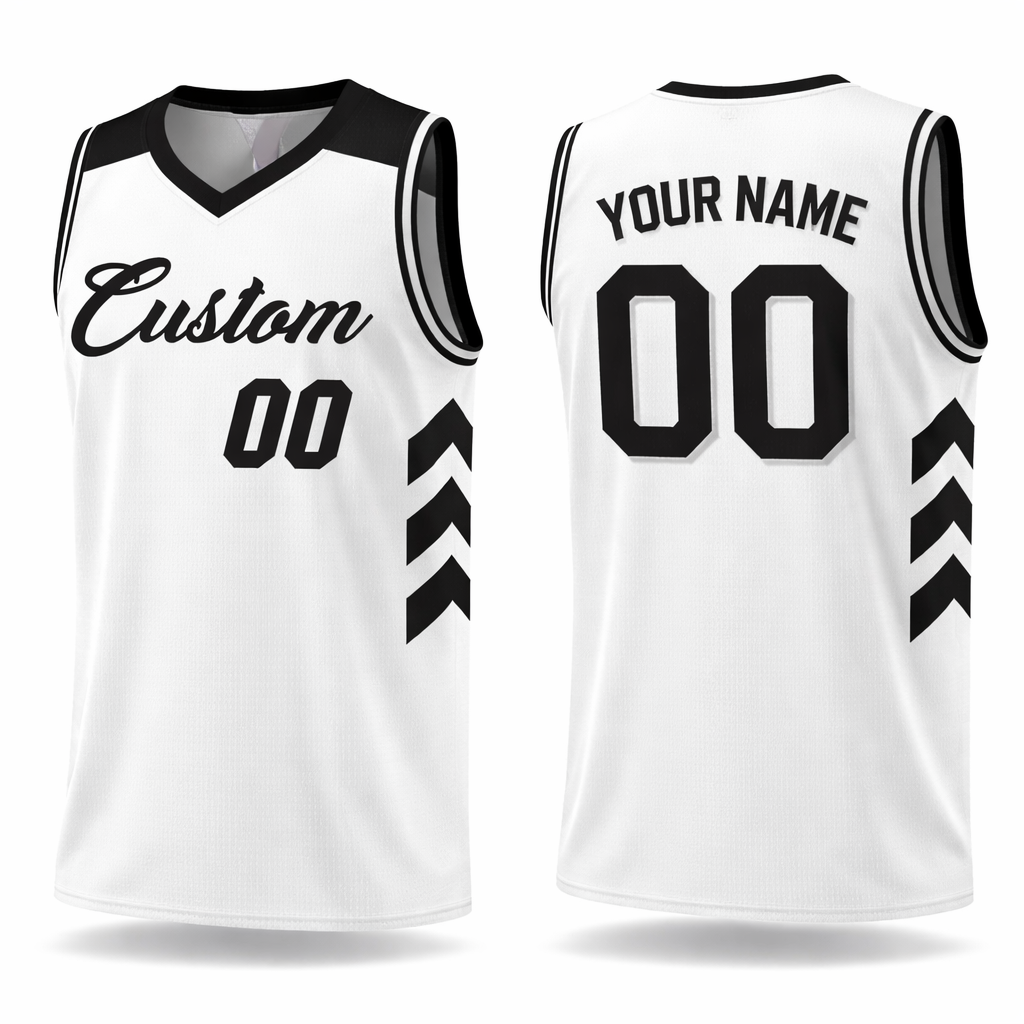 White and Black basketball jersey by Rock League Athletic Wear
