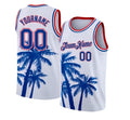 White and Blue Palm Tree basketball jersey by Rock League Athletic Wear